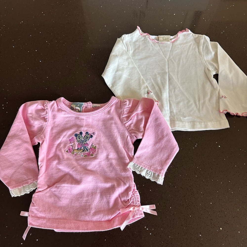 Disney Pink and White Long Sleeve Tees for Kids